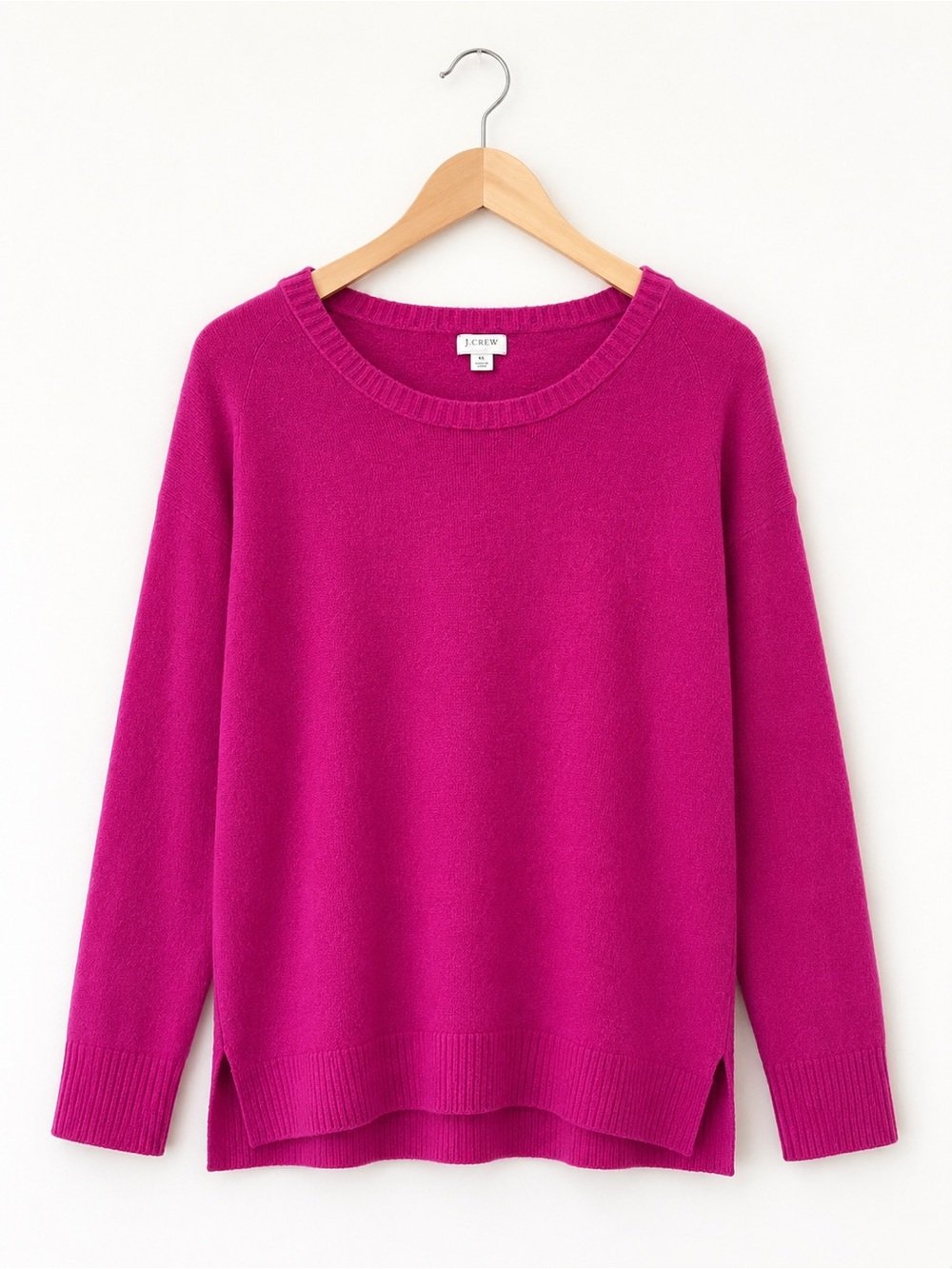 J. Crew cozy Women's Scoopneck Sweater in Bright Magenta